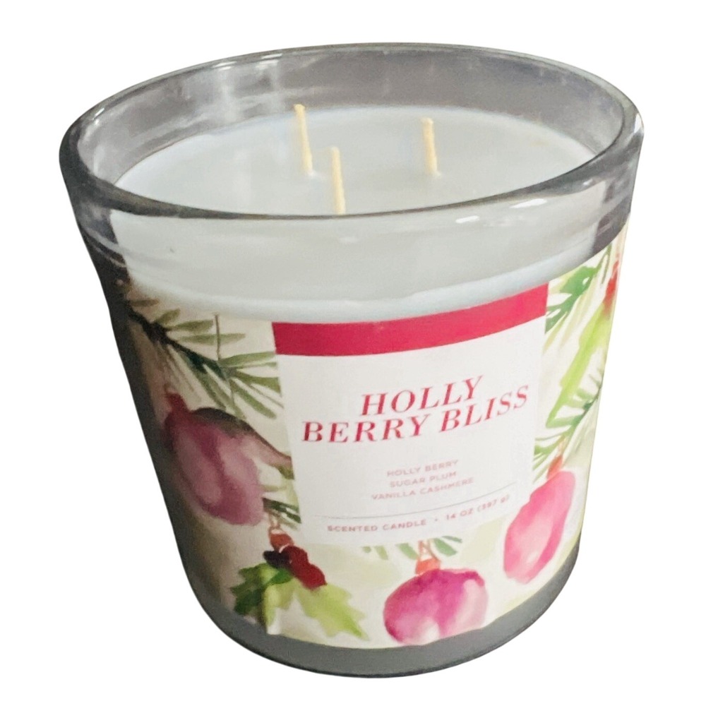 Sonoma HOLLY BERRY BLISS 3 Wick Jar Candle Berry Sugar Plum Vanilla Without Lid